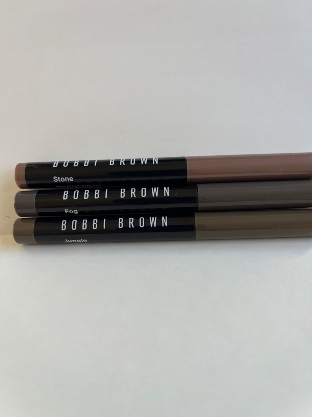 Bobbi Brown cream eyeliners in Fog and Jungle .. cream shadow stick in Stone